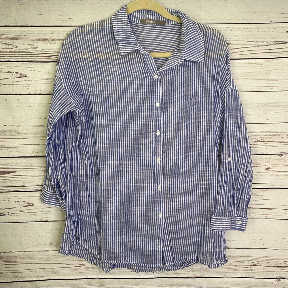 🌈 2Sable button up striped shirt